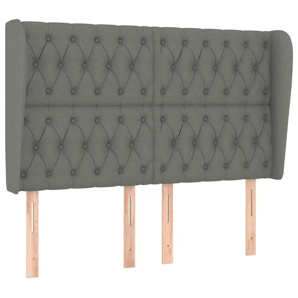 Headboard with Ears Dark Grey 163x23x118/128 cm Fabric 3118299