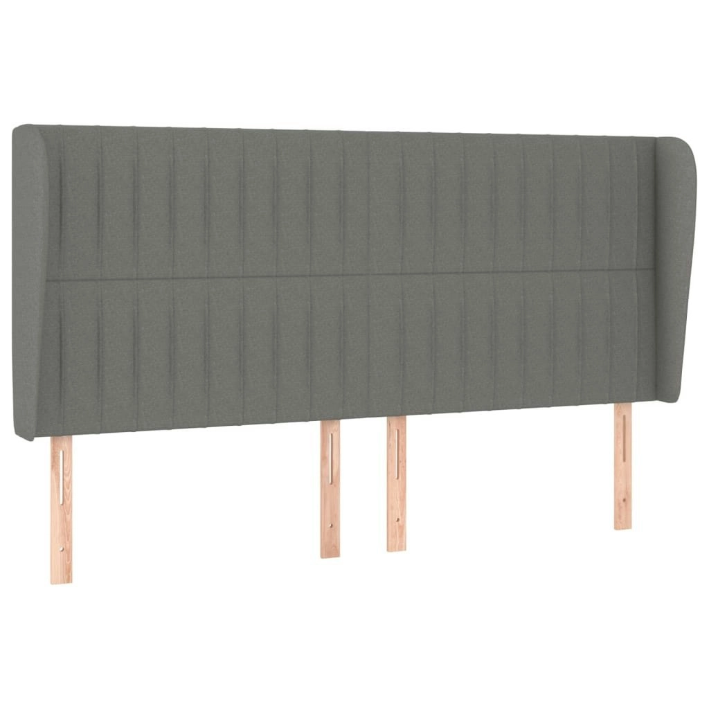 Headboard with Ears Dark Grey 203x23x118/128 cm Fabric 3118217