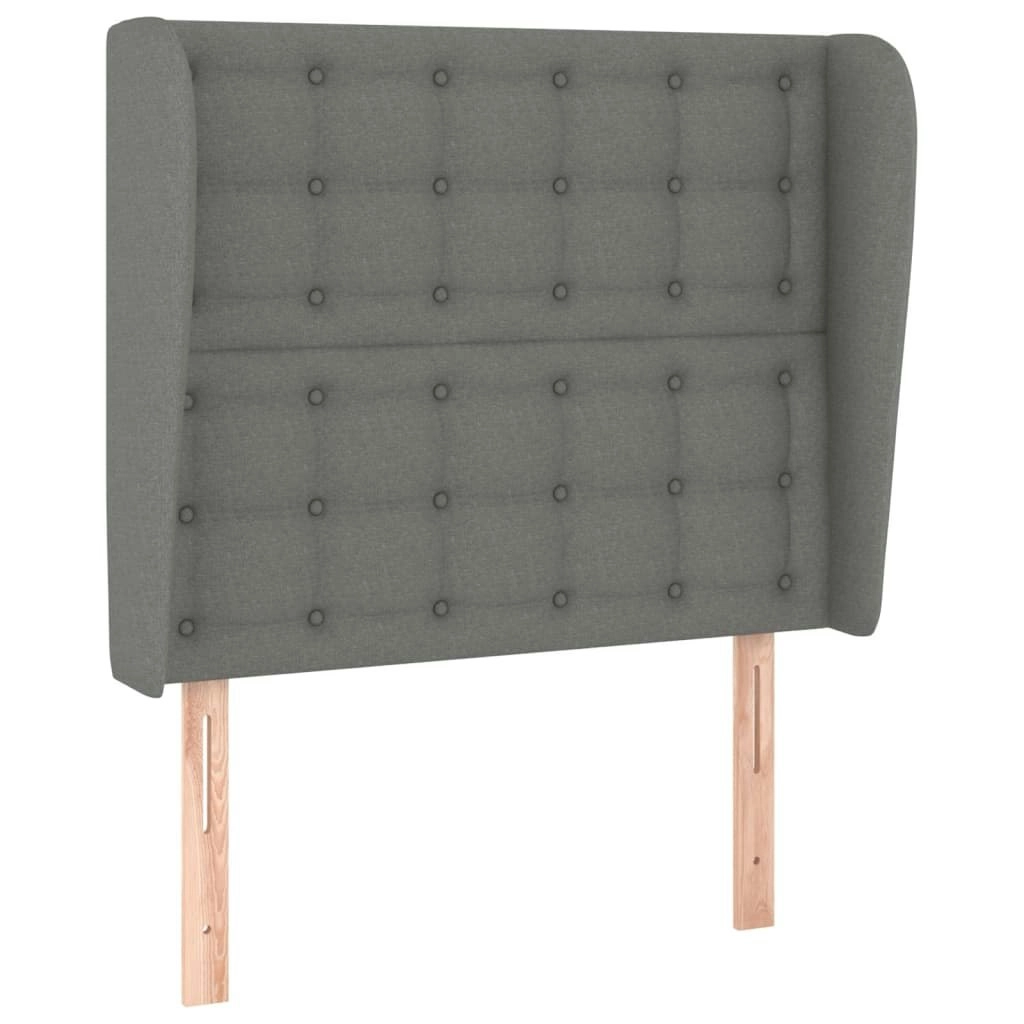 Headboard with Ears Dark Grey 83x23x118/128 cm Fabric 3118365