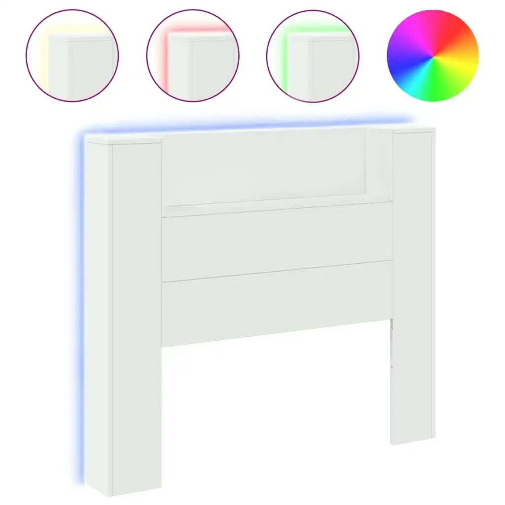 Headboard Cabinet with LED White 120x16.5x103.5 cm 839238