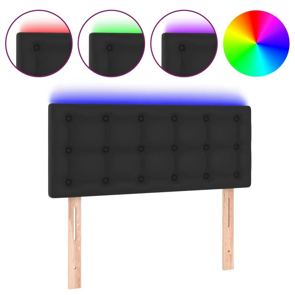 LED Headboard Black 100 cm Faux Leather 3121696