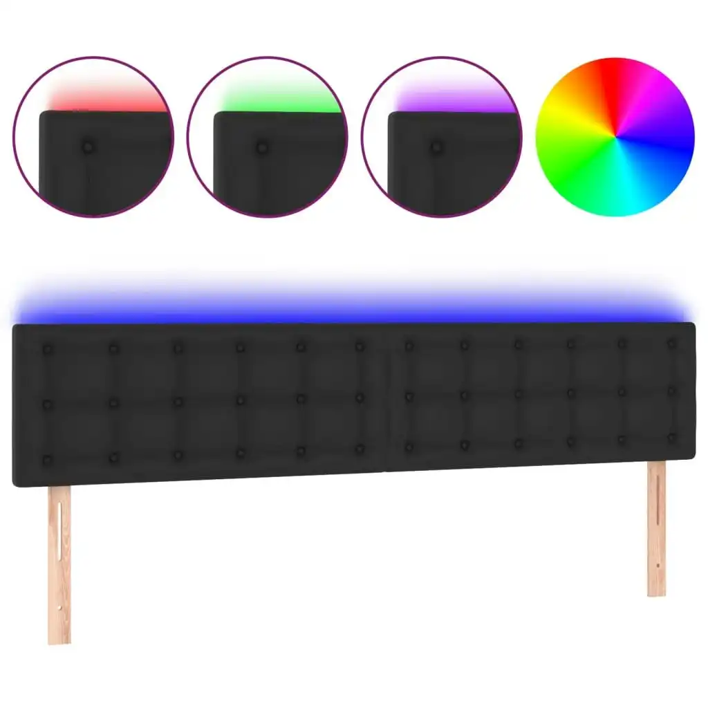 LED Headboard Black 200x5x78/88 cm Faux Leather 3121720