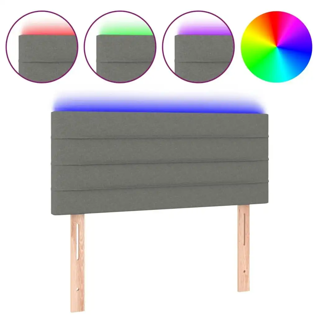 LED Headboard Dark Grey 100x5x78/88 cm Fabric 3121743