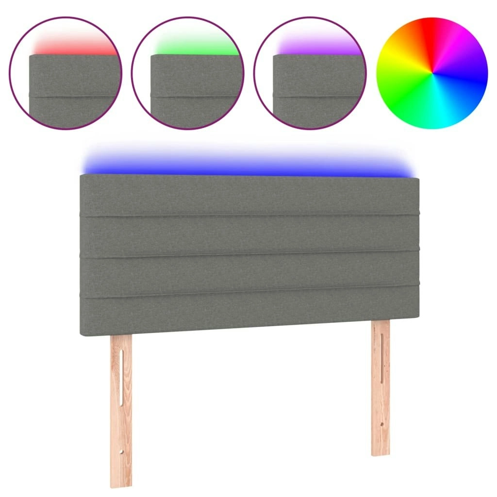 LED Headboard Dark Grey 100 cm Fabric 3121743