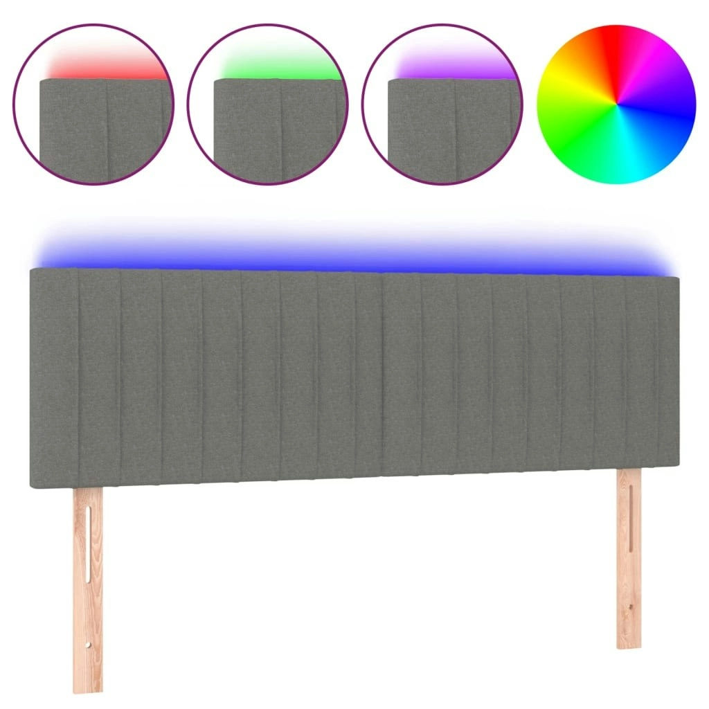 LED Headboard Dark Grey 144 cm Fabric 3121849