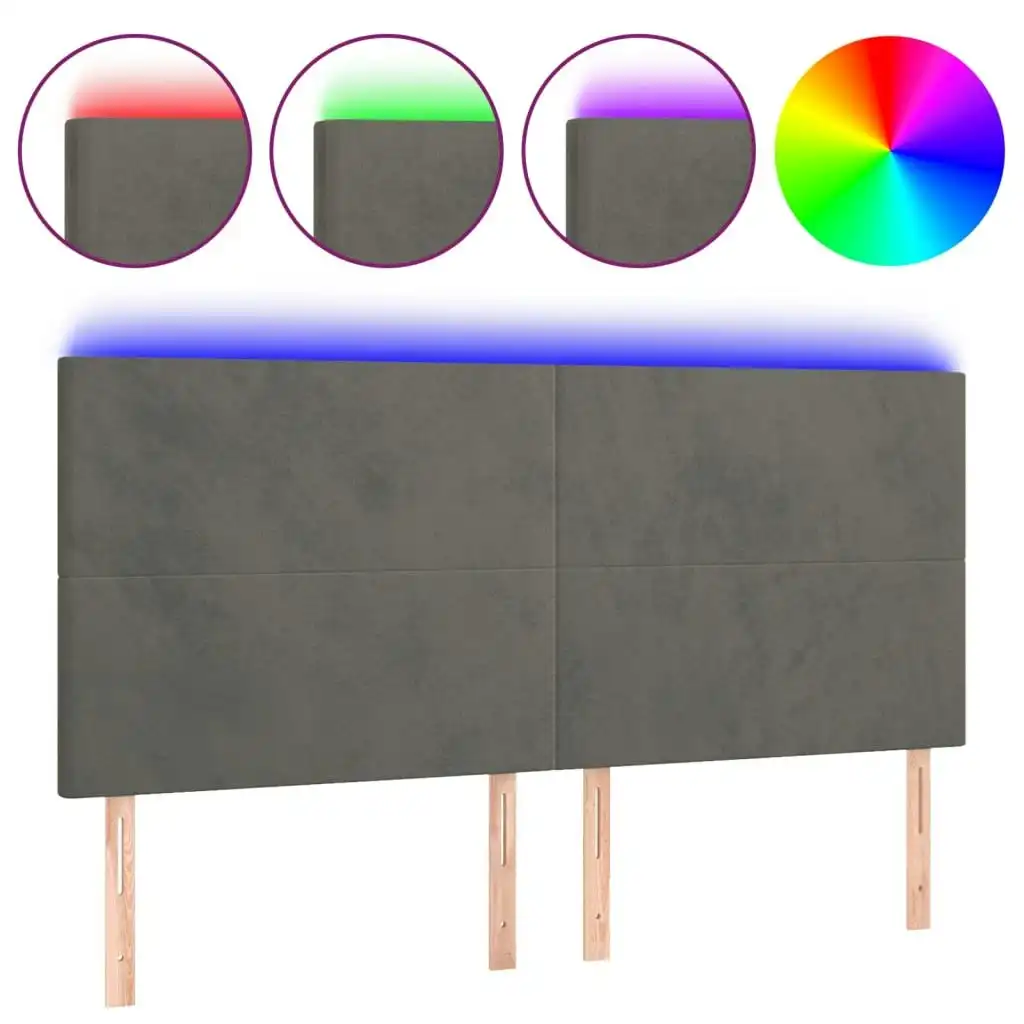 LED Headboard Dark Grey 160x5x118/128 cm Velvet 3122199