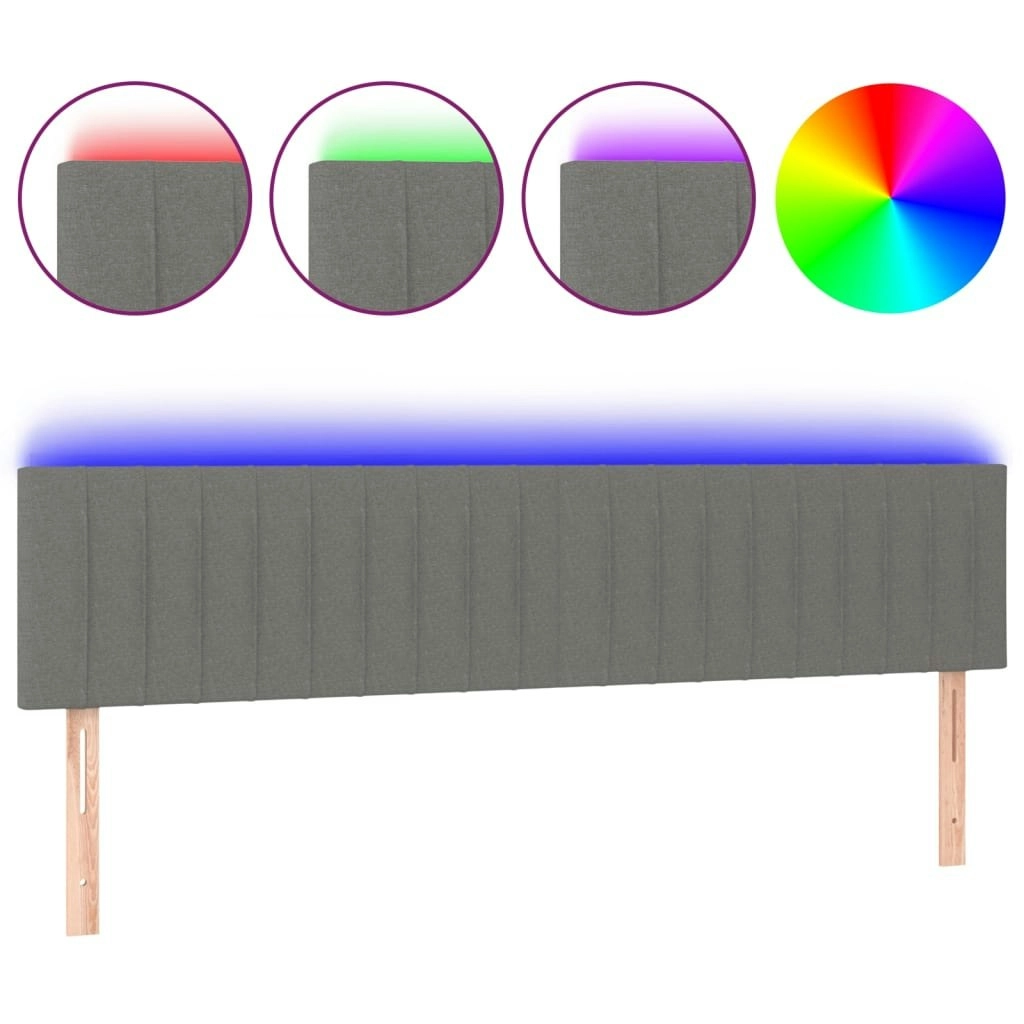 LED Headboard Dark Grey 160x5x78/88 cm Fabric 3121857