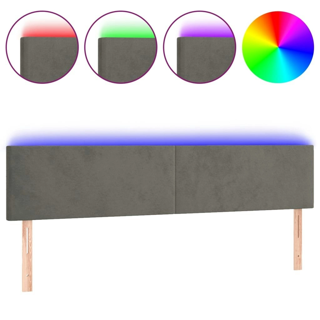 LED Headboard Dark Grey 160 cm Velvet 3121387