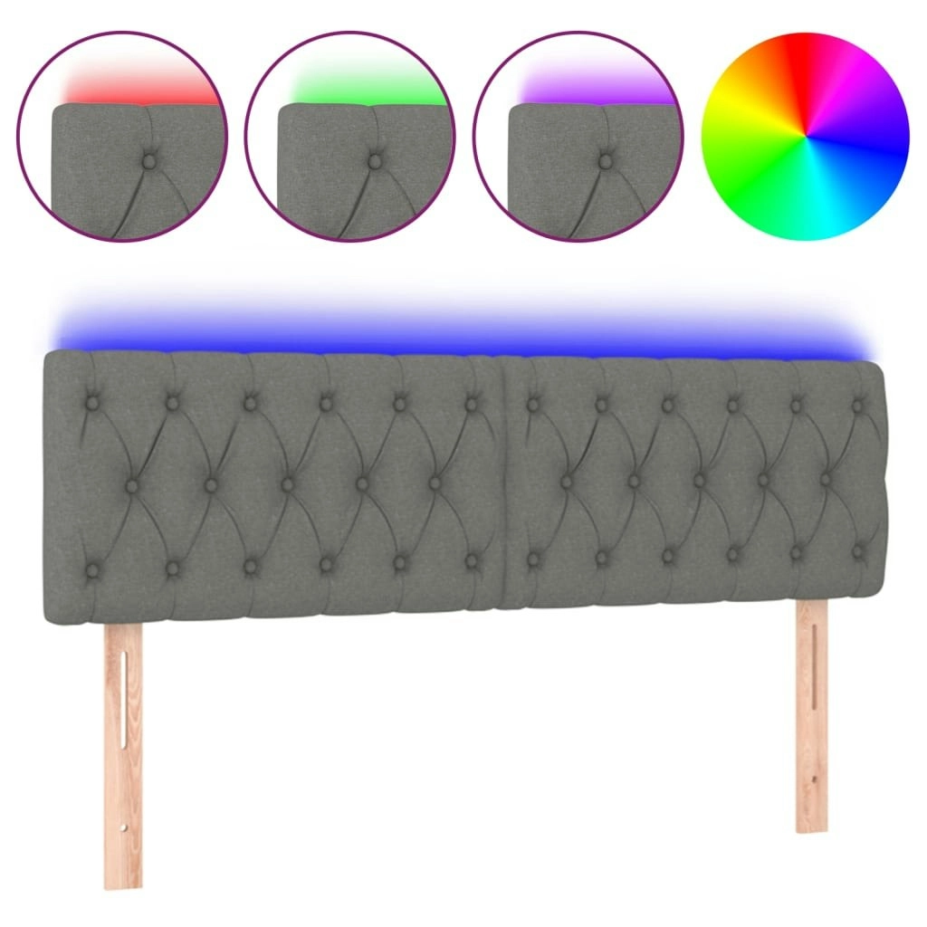 LED Headboard Dark Grey 160 cm Fabric 3121955