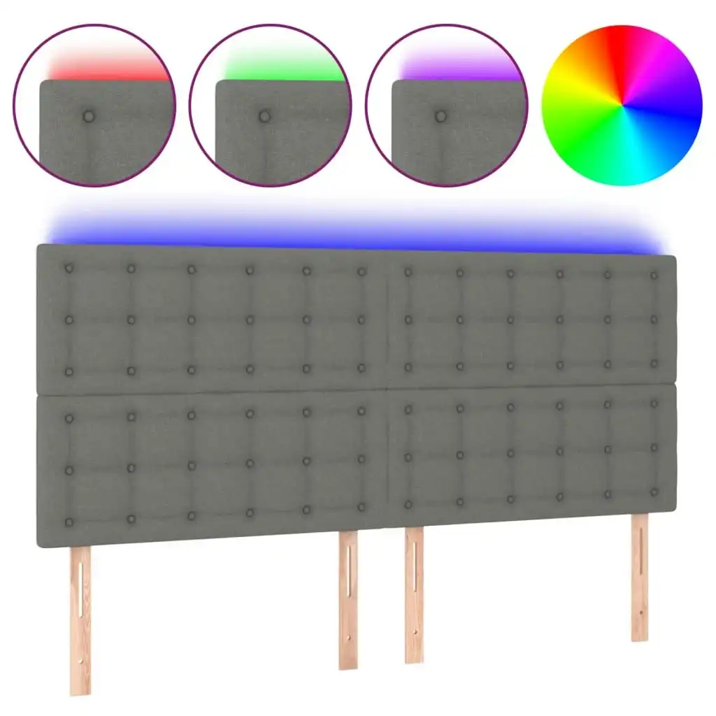 LED Headboard Dark Grey 200x5x118/128 cm Fabric 3122881