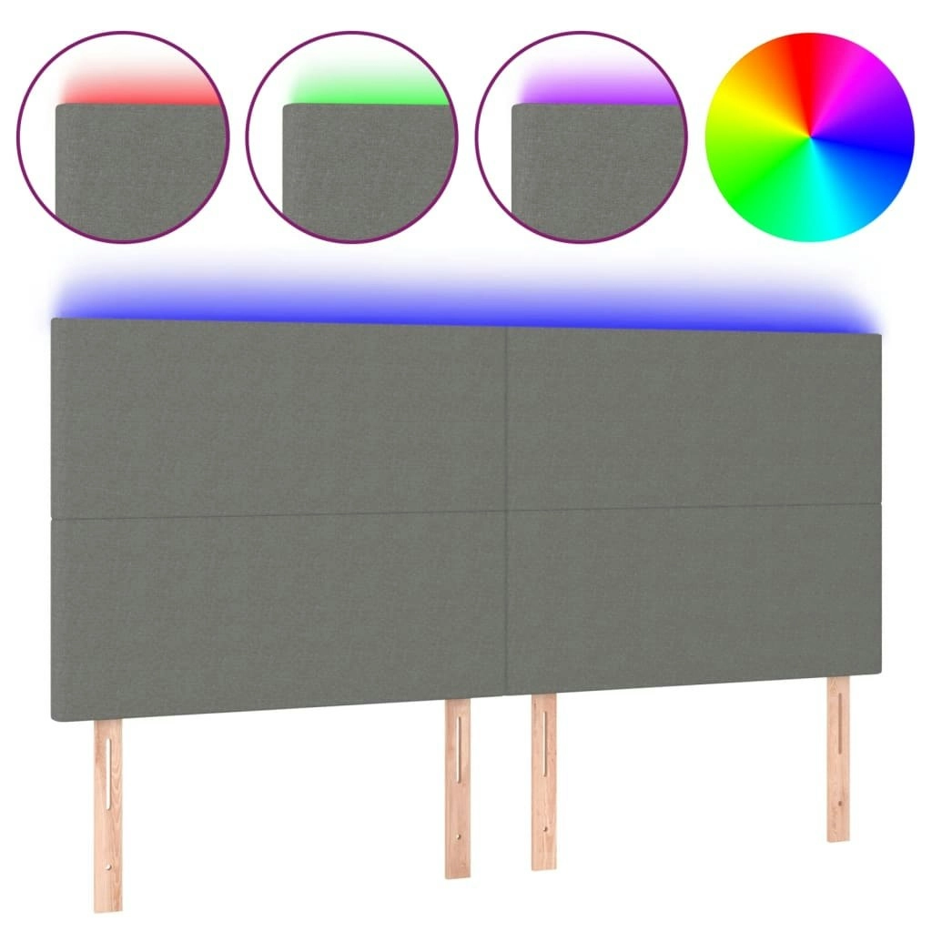 LED Headboard Dark Grey 200 cm Fabric 3122167