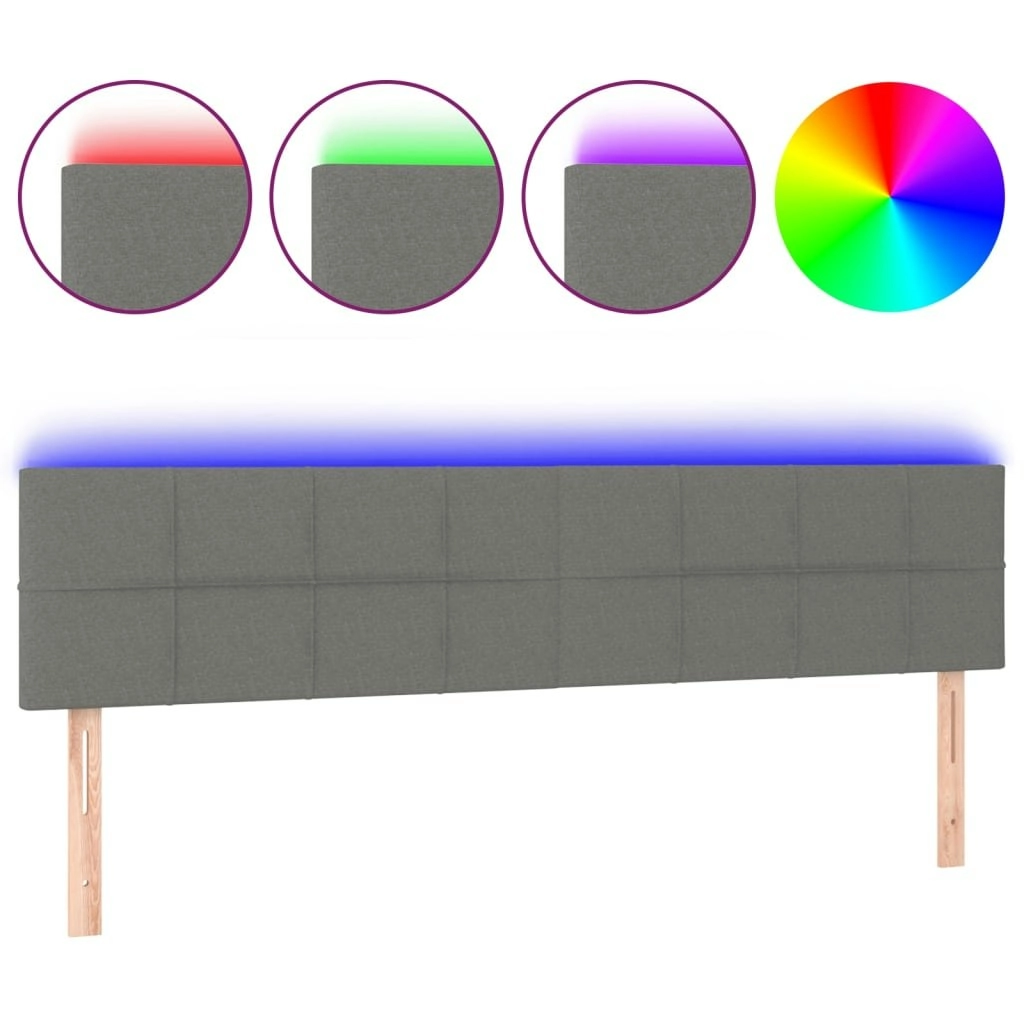 LED Headboard Dark Grey 200 cm Fabric 3121635