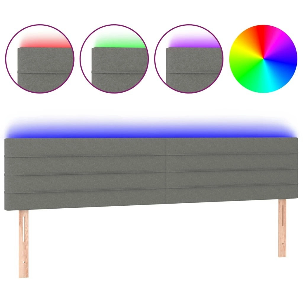 LED Headboard Dark Grey 200 cm Fabric 3121775