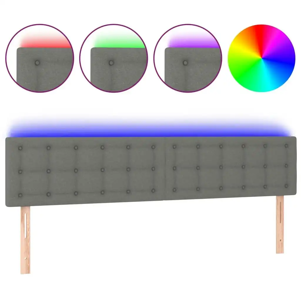 LED Headboard Dark Grey 200x5x78/88 cm Fabric 3122069