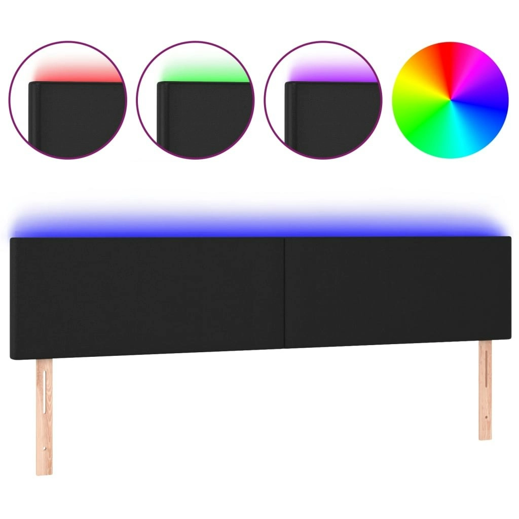 LED Headboard Black 200x5x78/88 cm Faux Leather 3121440