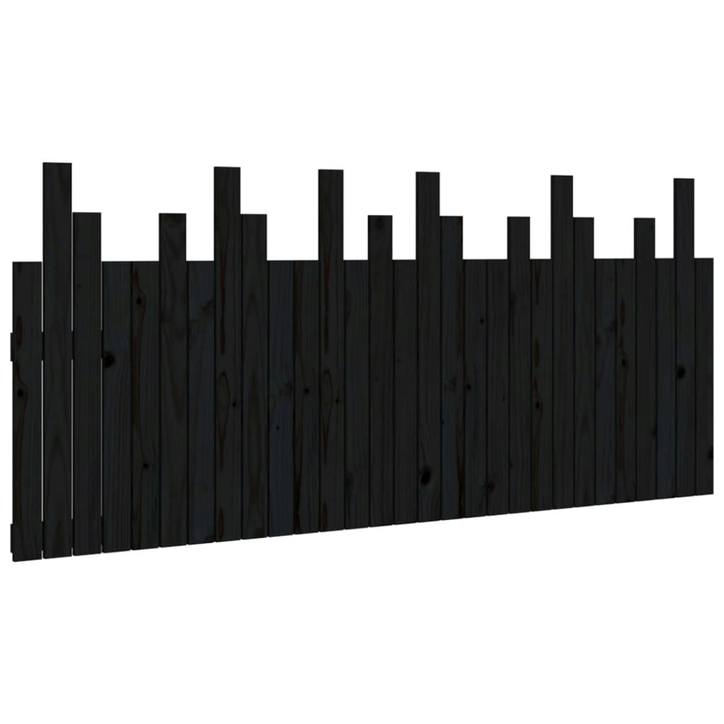 Wall Headboard Black 185 cm Solid Wood Pine 824817