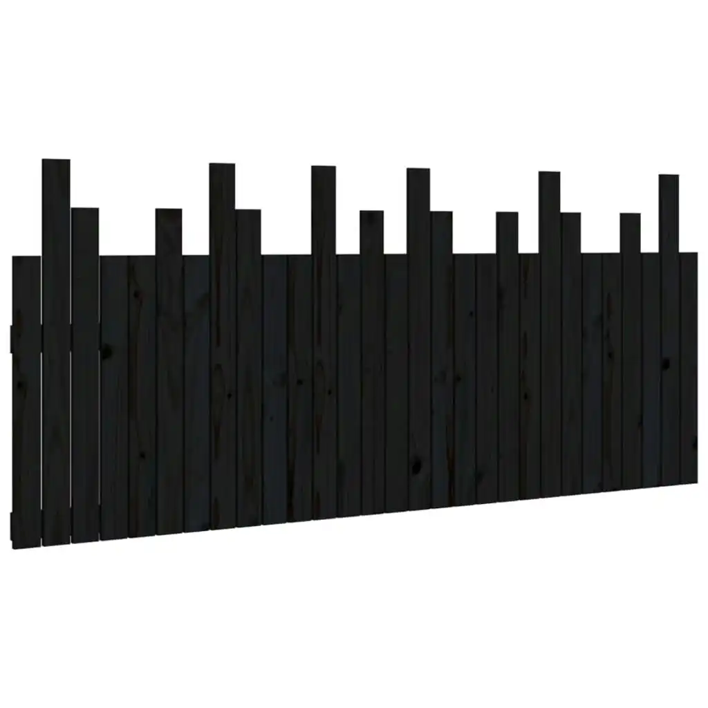 Wall Headboard Black 185x3x80 cm Solid Wood Pine 824817