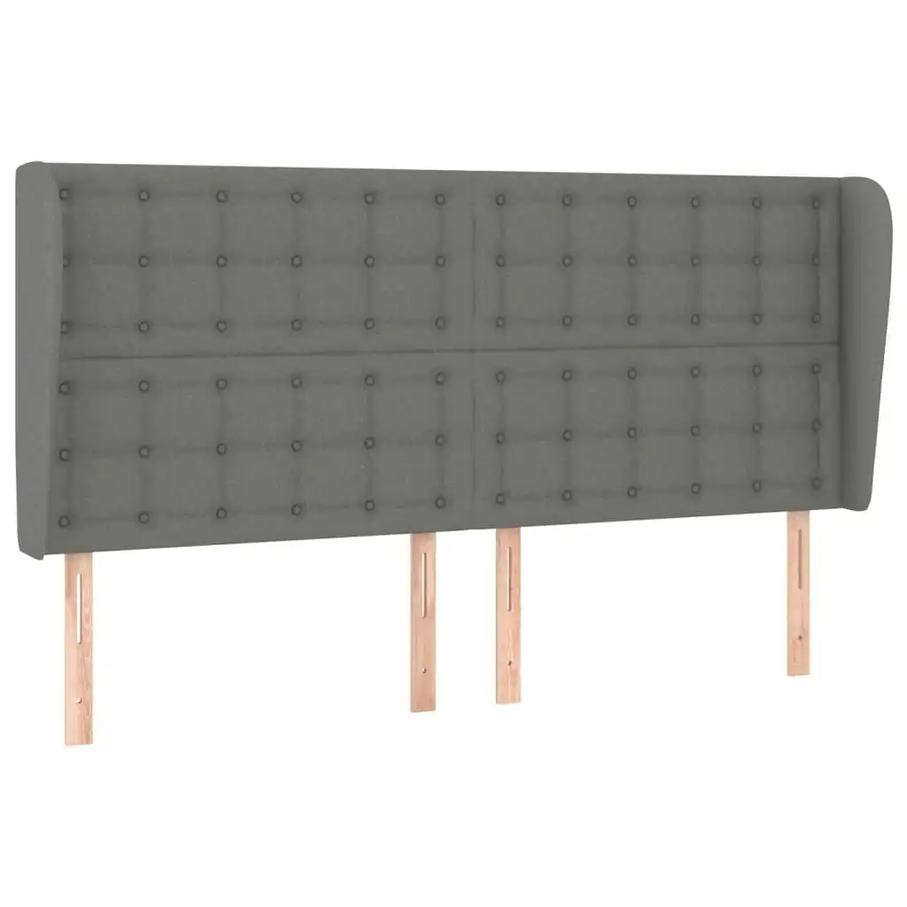 Headboard with Ears Dark Grey 203x23x118/128 cm Fabric 3118413