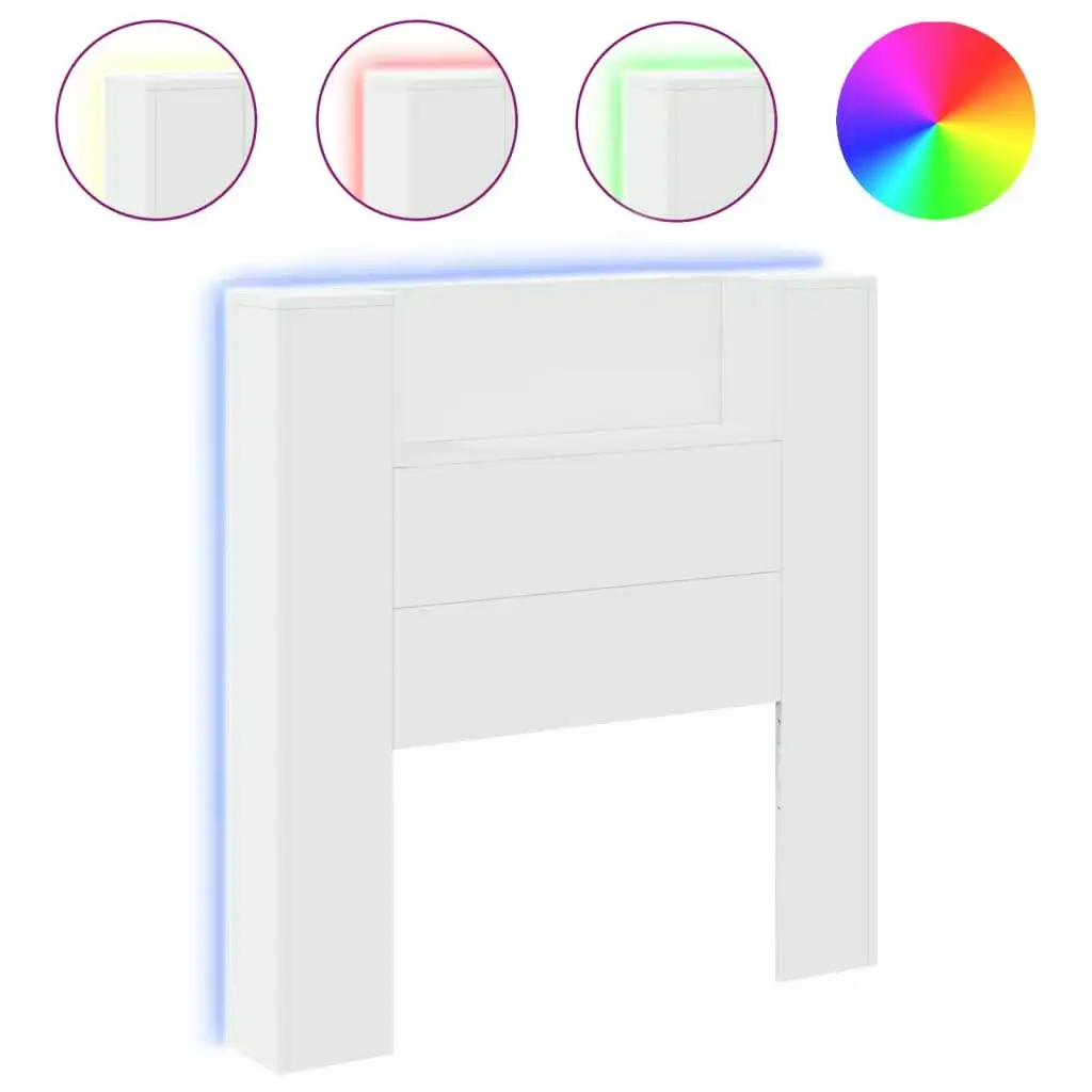 Headboard Cabinet with LED White 100x16.5x103.5 cm 839231