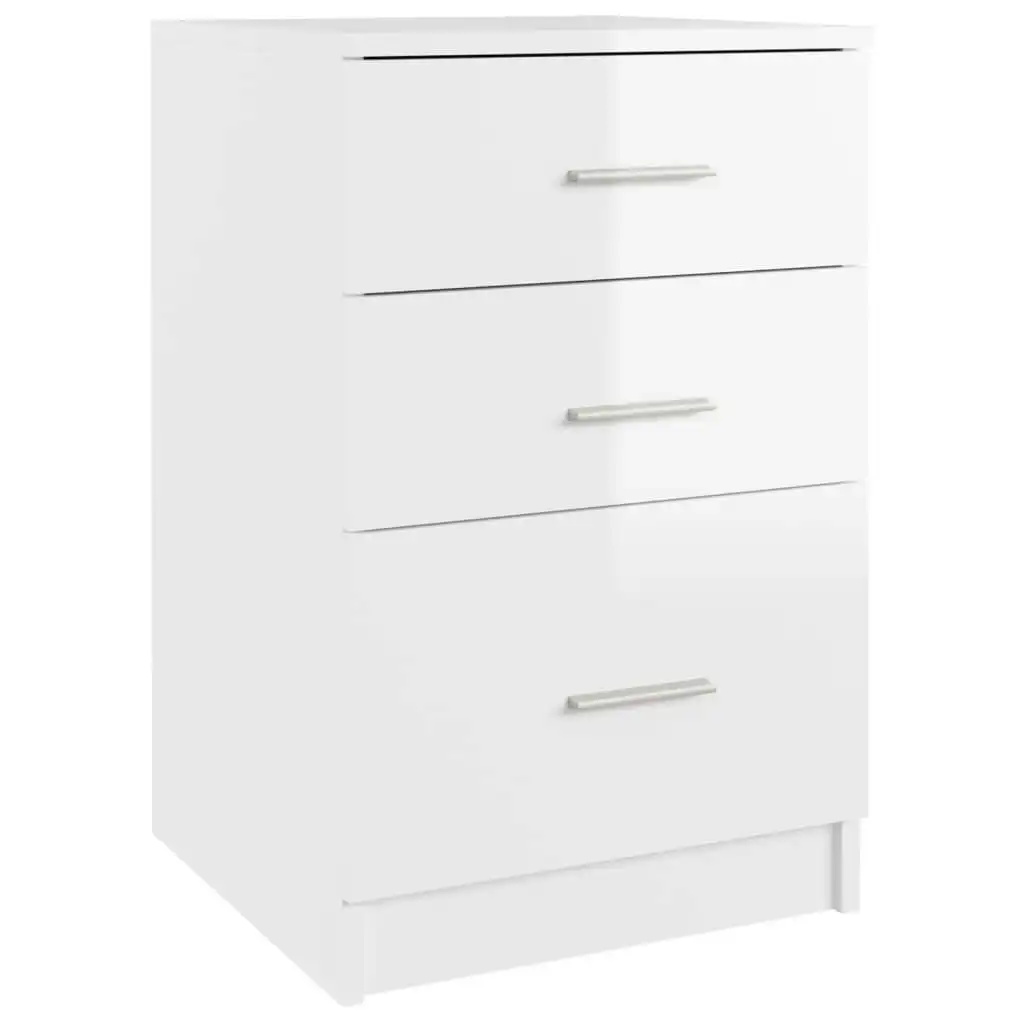 Bed Cabinet High Gloss White 40x40x63 cm Engineered Wood 808645