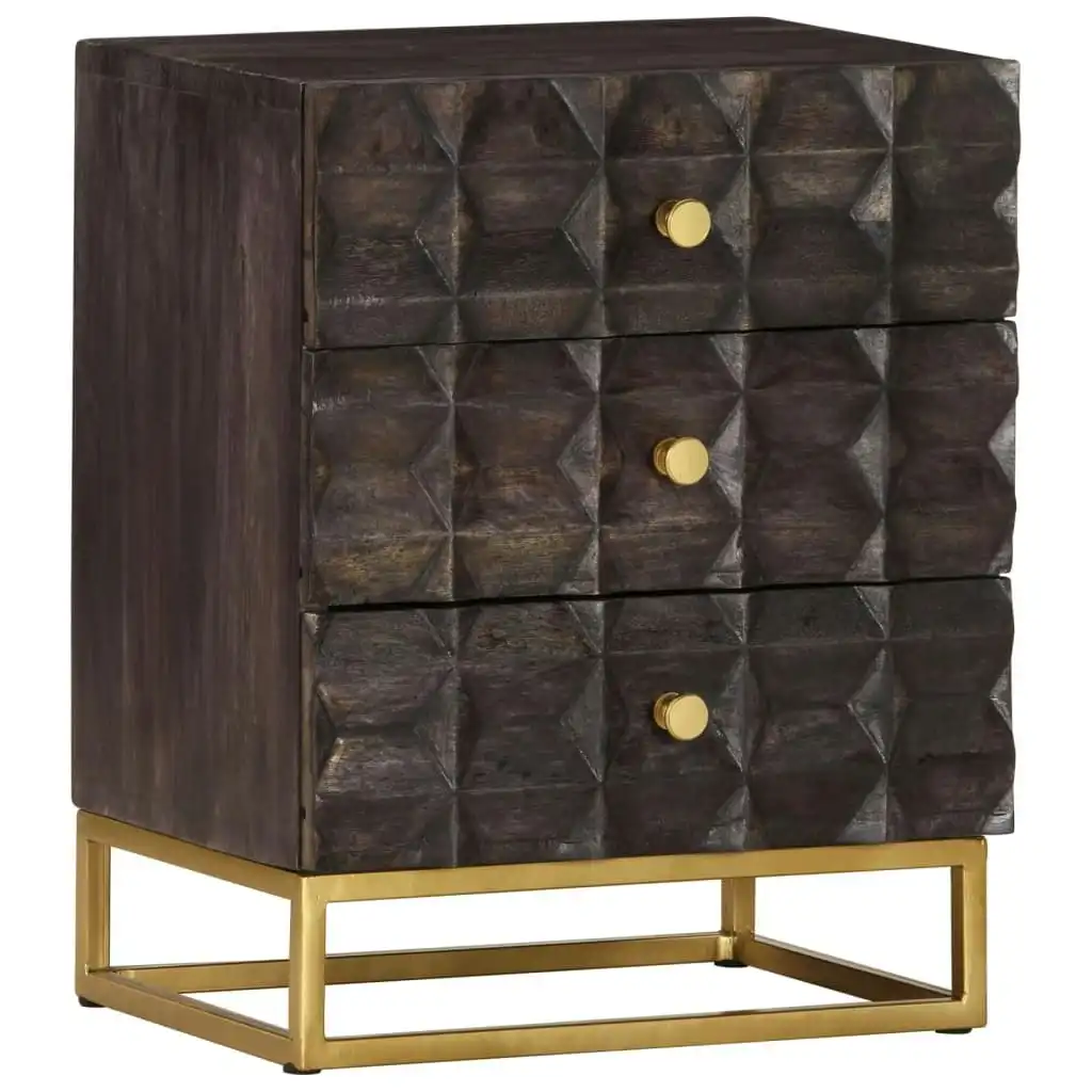 Bed Cabinet Black 40x30x50 cm Solid Mango Wood 320813