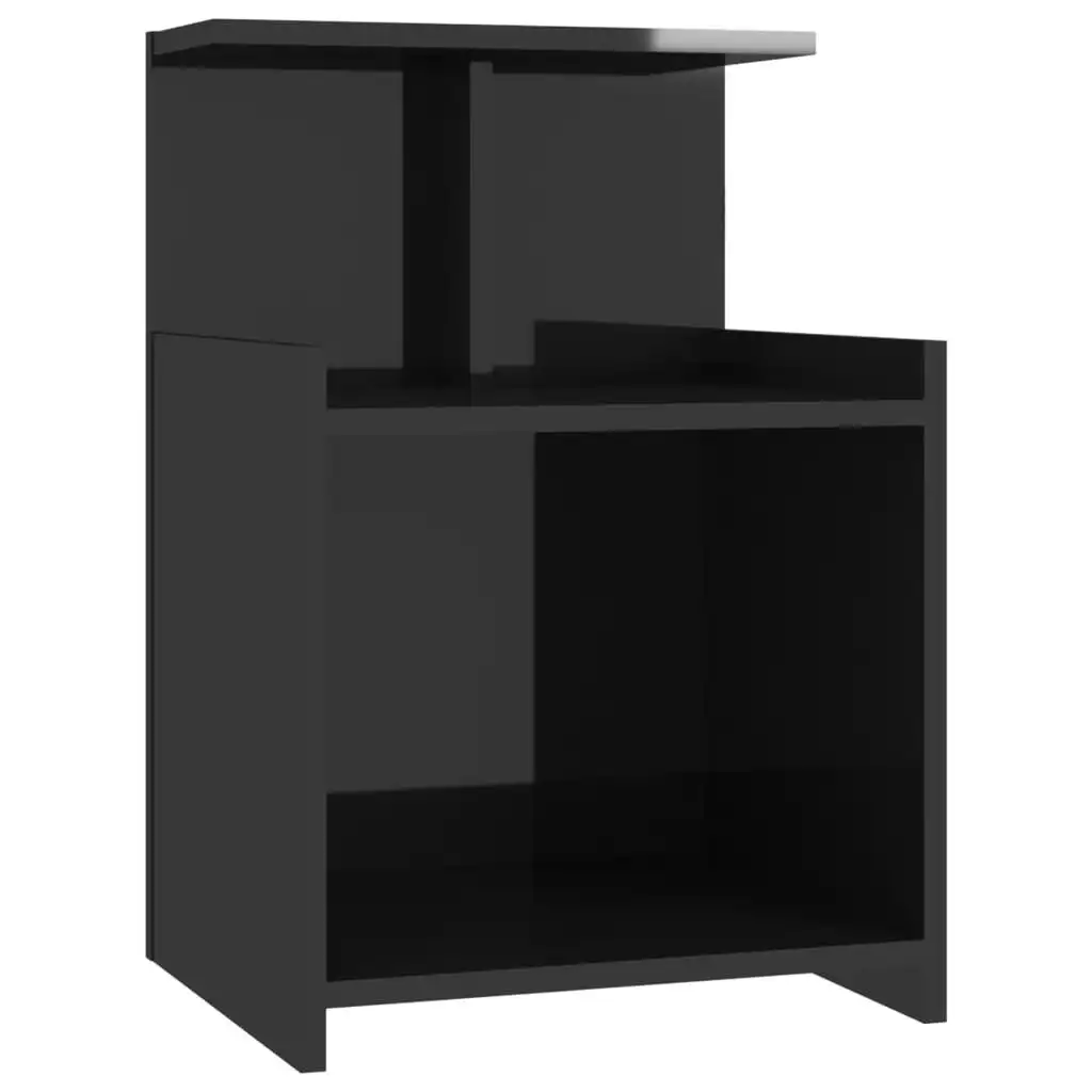 Bed Cabinet High Gloss Black 40x35x60 cm Engineered Wood 806189