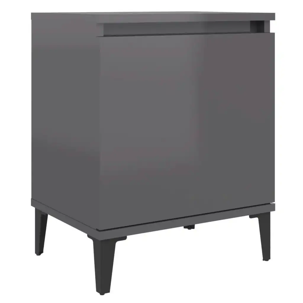 Bed Cabinet with Metal Legs High Gloss Grey 40x30x50 cm 805849