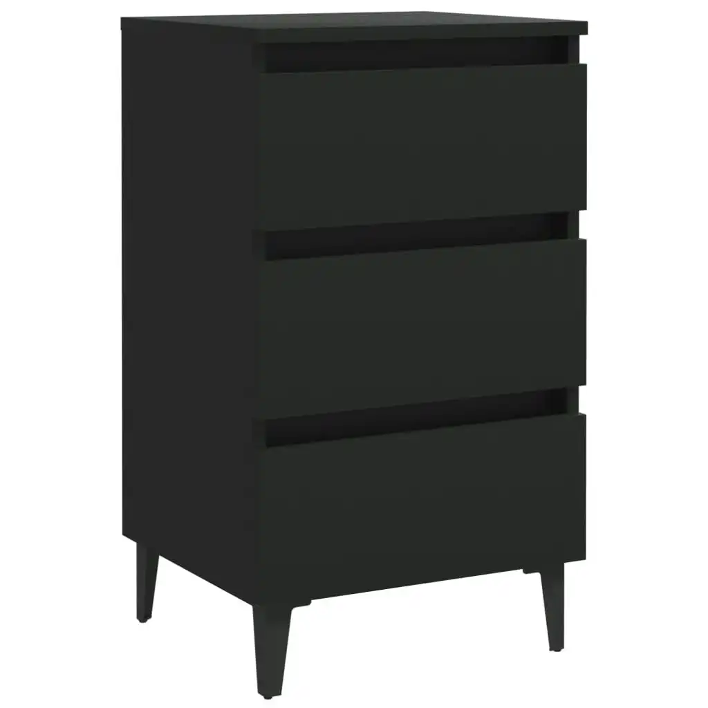 Bed Cabinet with Metal Legs Black 40x35x69 cm 805907