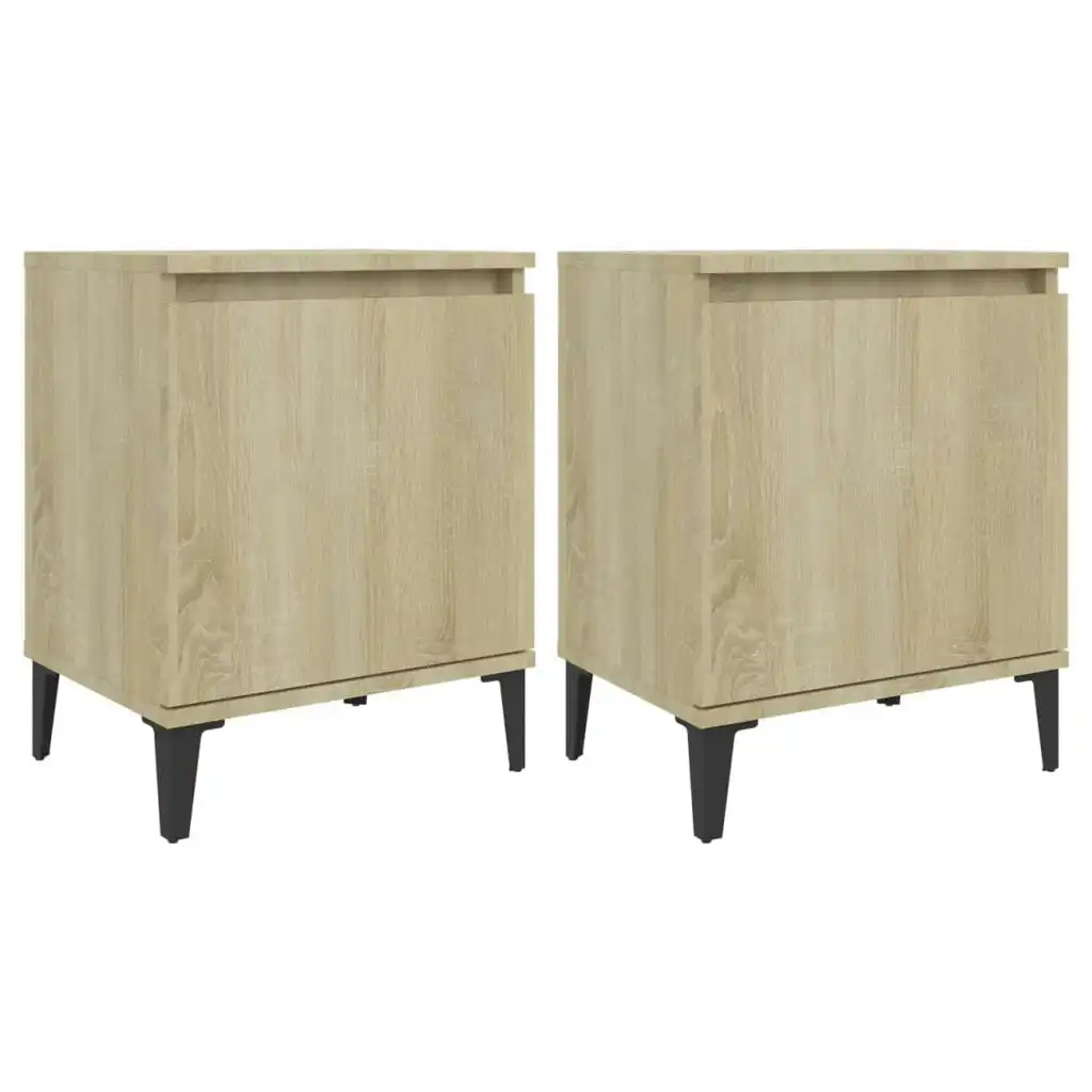 Bed Cabinet with Metal Legs Sonoma Oak 805840