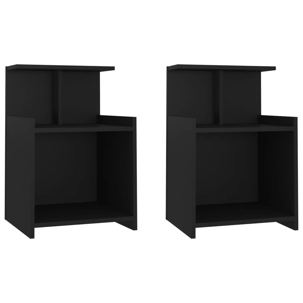 Bed Cabinets 2 pcs Black 40x35x60 cm Engineered Wood 806178