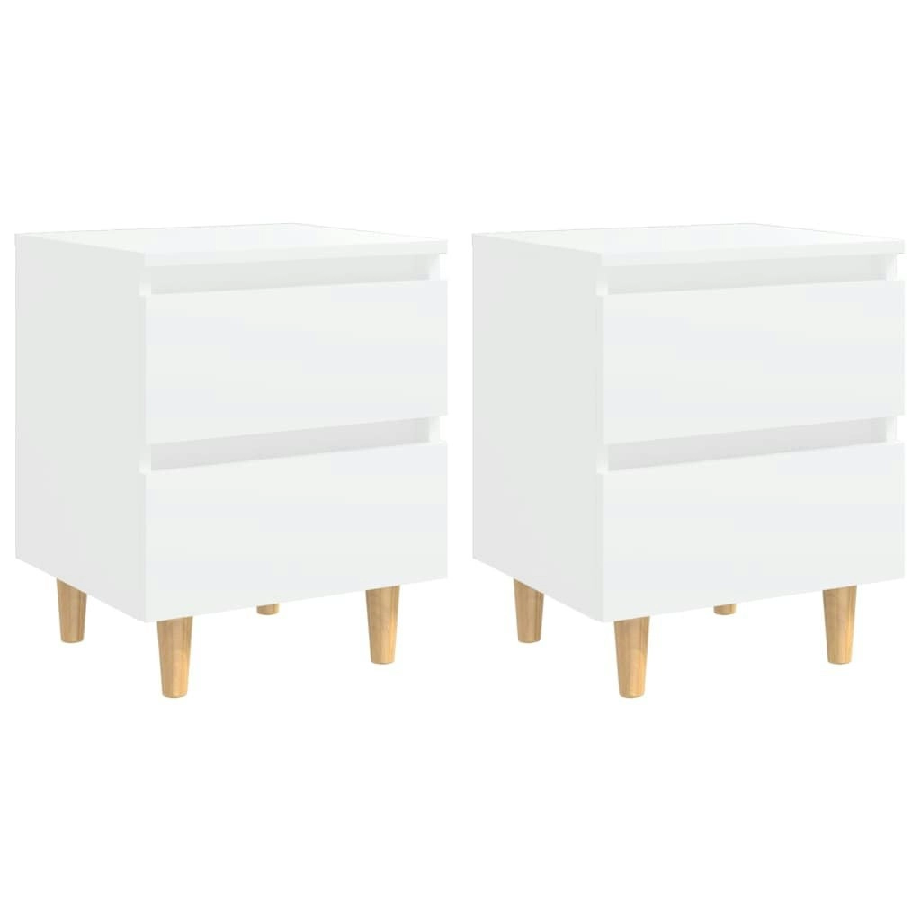 Bed Cabinets with Solid Pinewood Legs 2 pcs White 40x35x50 cm 805852