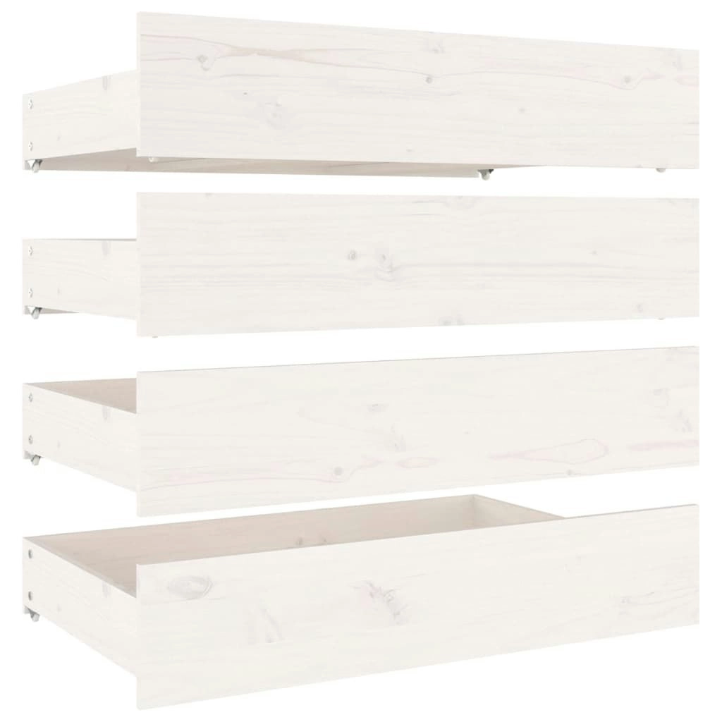 Bed Drawers 4 pcs White Solid Wood Pine 815000