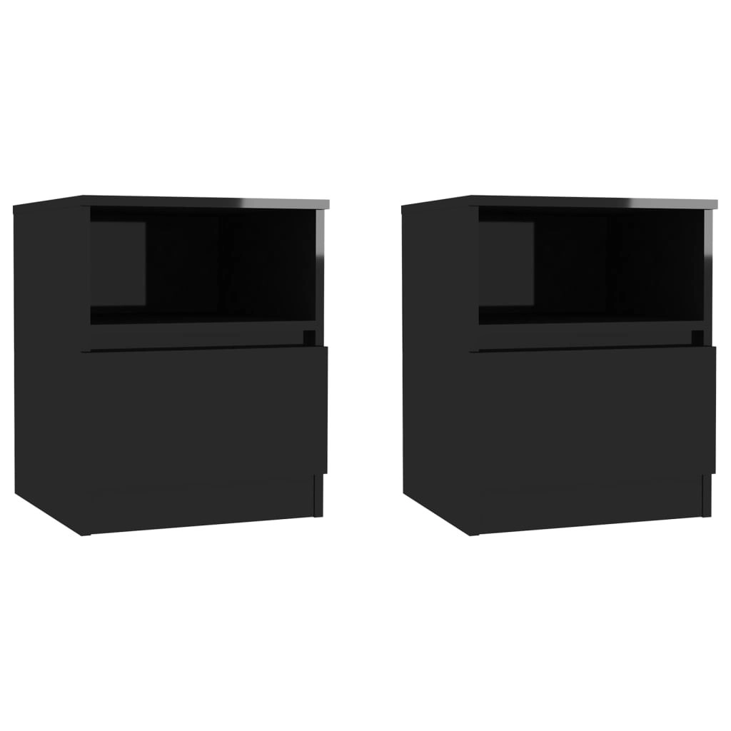 Bed Cabinets 2 pcs High Gloss Black 40x40x50 cm Engineered Wood 806172