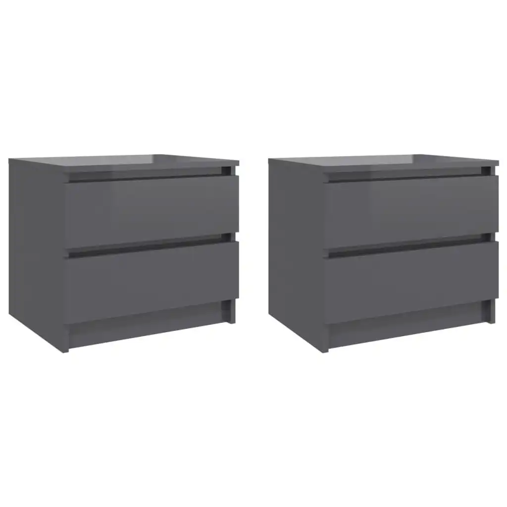 Bed Cabinets 2 pcs High Gloss Grey 50x39x43.5 cm Engineered Wood 806210