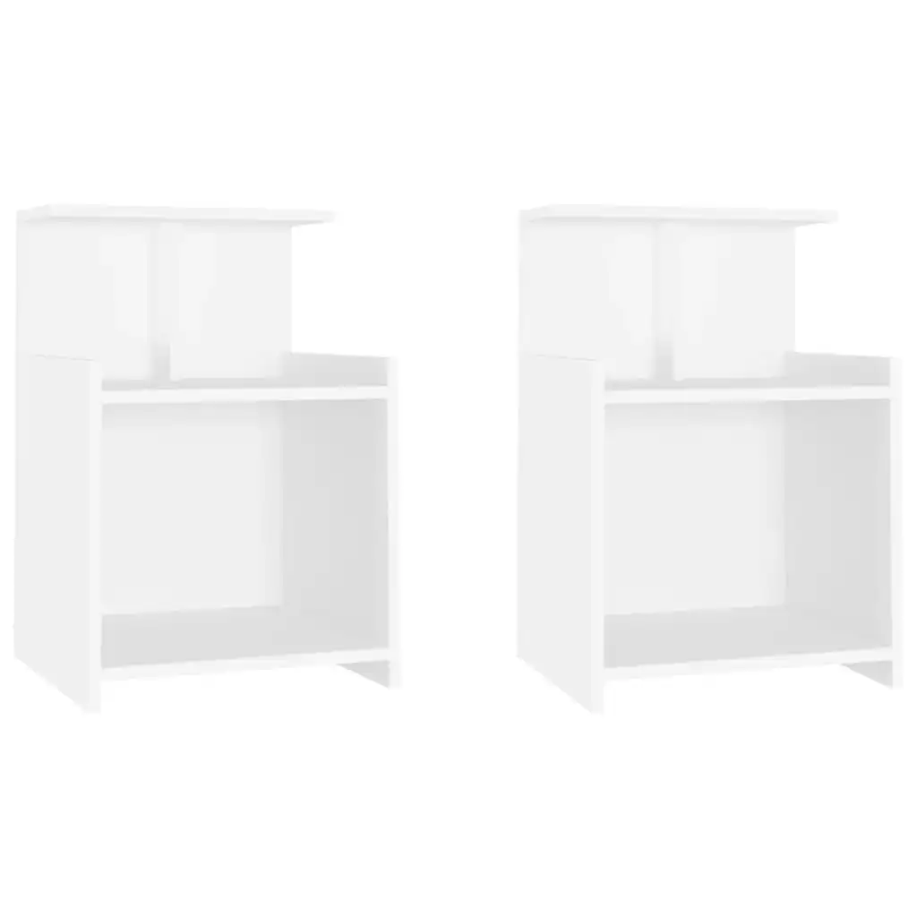 Bed Cabinets 2 pcs White 40x35x60 cm Engineered Wood 806176