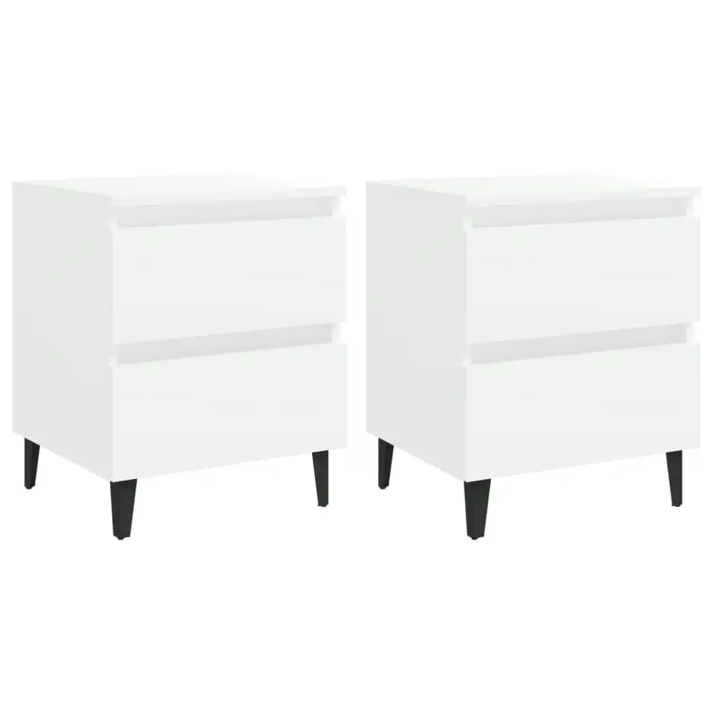 Bed Cabinets 2 pcs White 40x35x50 cm Engineered Wood 805870