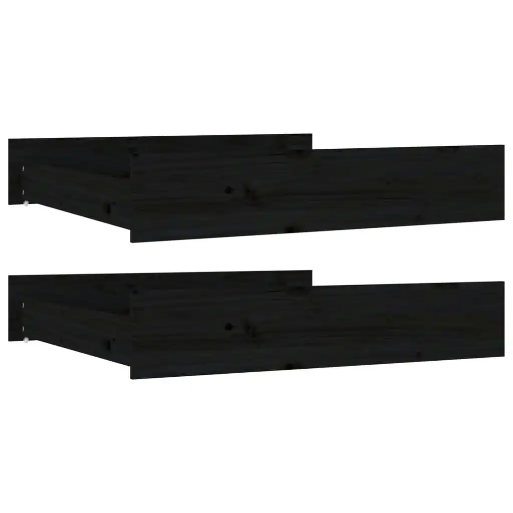 Bed Drawers 2 pcs Black Solid Wood Pine 814983