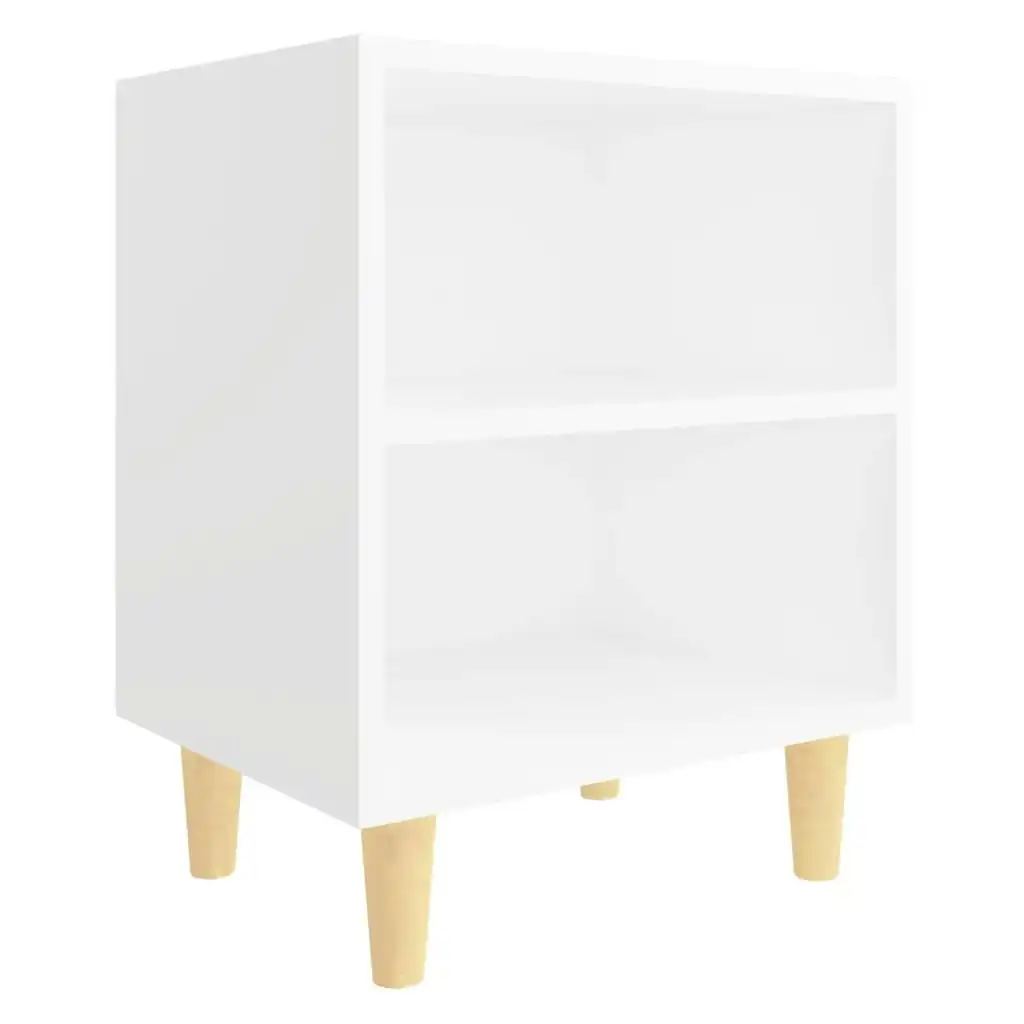 Bed Cabinet with Solid Wood Legs White 40x30x50 cm 805779