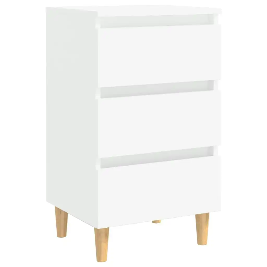 Bed Cabinet with Solid Wood Legs White 40x35x69 cm 805887