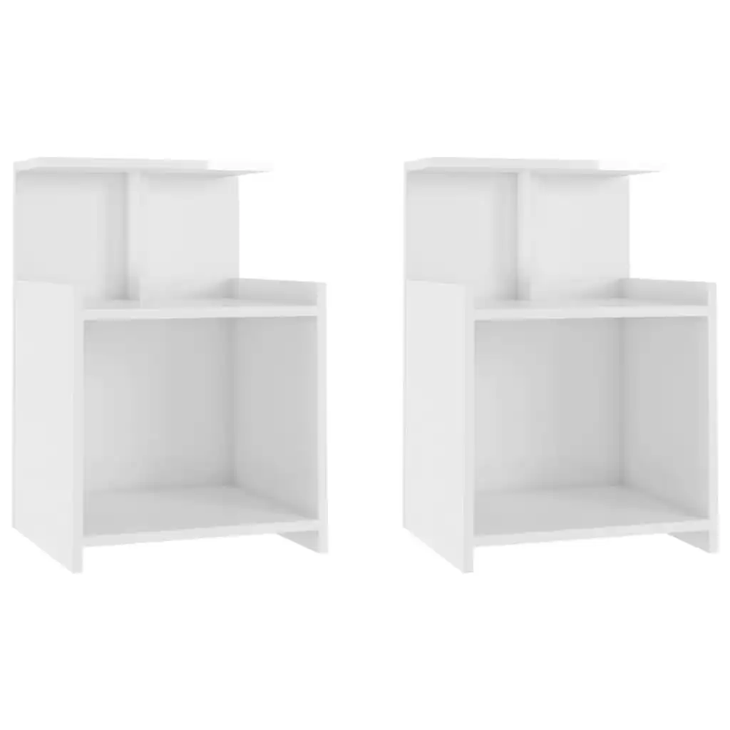 Bed Cabinets 2 pcs High Gloss White 40x35x60 cm Engineered Wood 806188