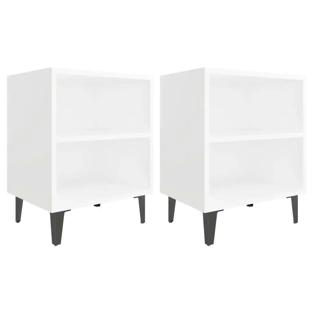 Bed Cabinets with Metal Legs 2 pcs White 40x30x50 cm 805798