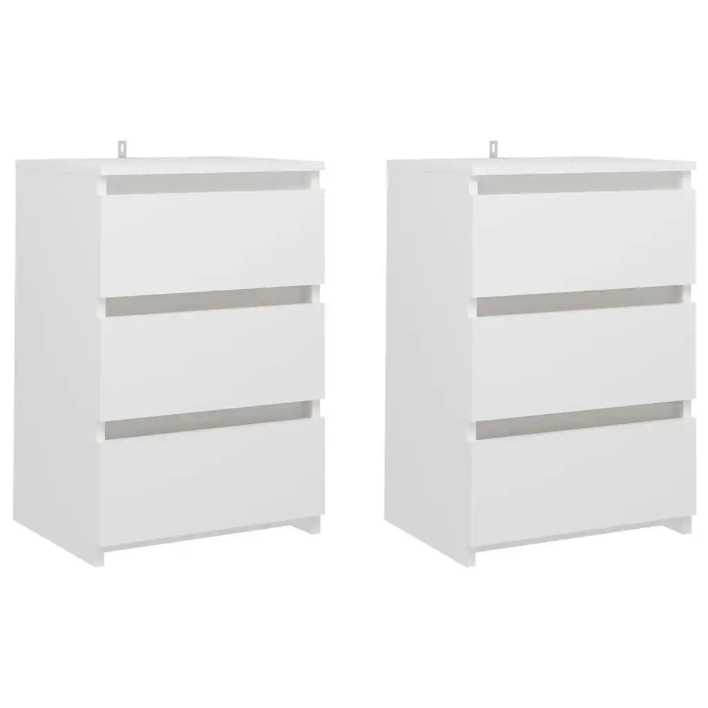 Bed Cabinets 2 pcs White 40x35x62.5 cm Engineered Wood 806212