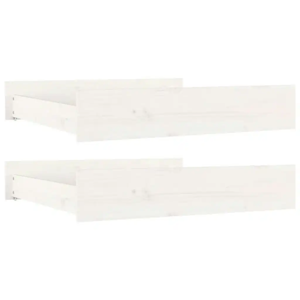 Bed Drawers 2 pcs White Solid Wood Pine 814980