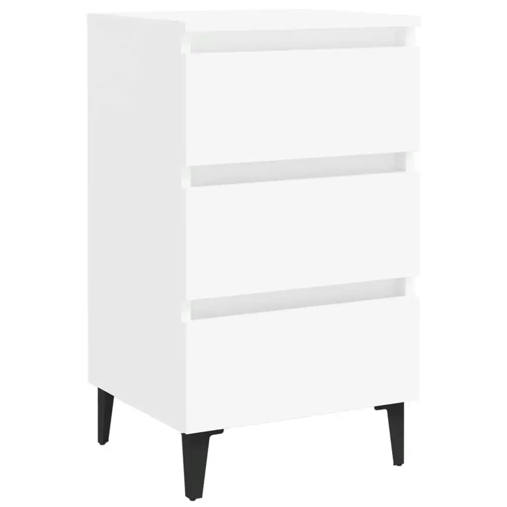 Bed Cabinet with Metal Legs White 40x35x69 cm 805905