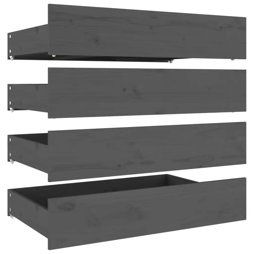 Bed Drawers 4 pcs Grey Solid Wood Pine 814996