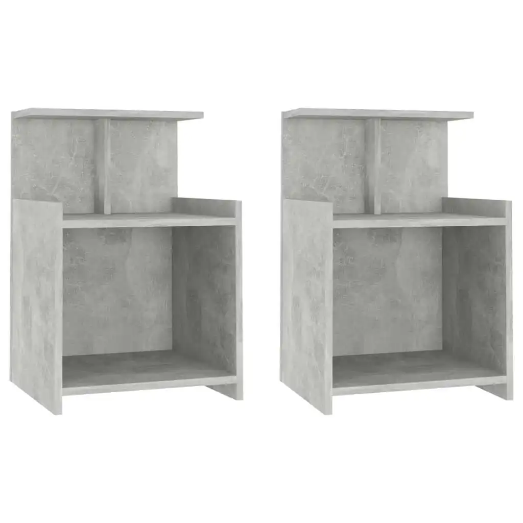 Bed Cabinets 2 pcs Concrete Grey 40x35x60 cm Engineered Wood 806184