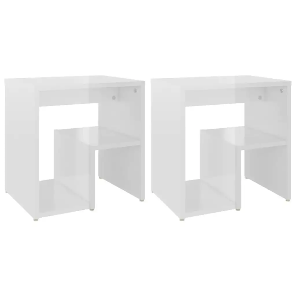 Bed Cabinets 2 pcs High Gloss White 40x30x40 cm Engineered Wood 806341