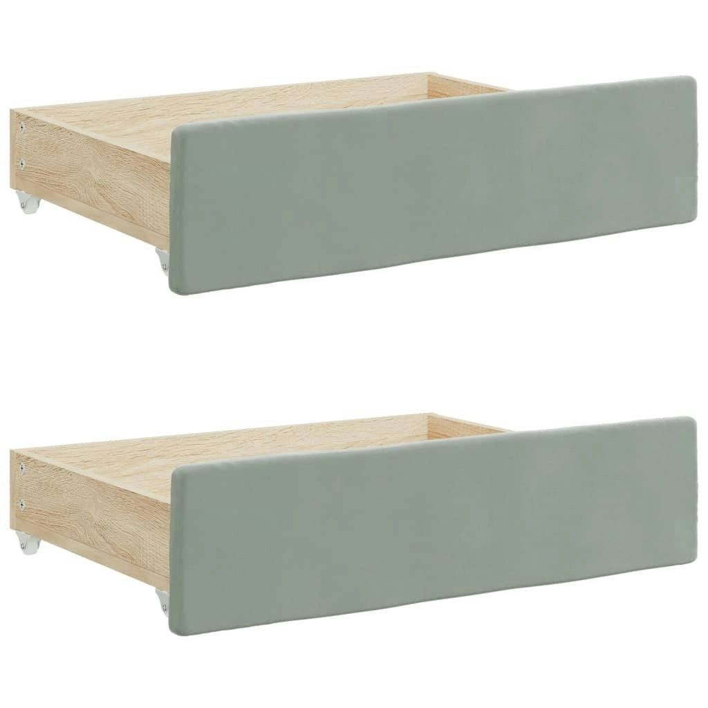 Bed Drawers 2 pcs Light Grey Engineered Wood and Velvet 833916