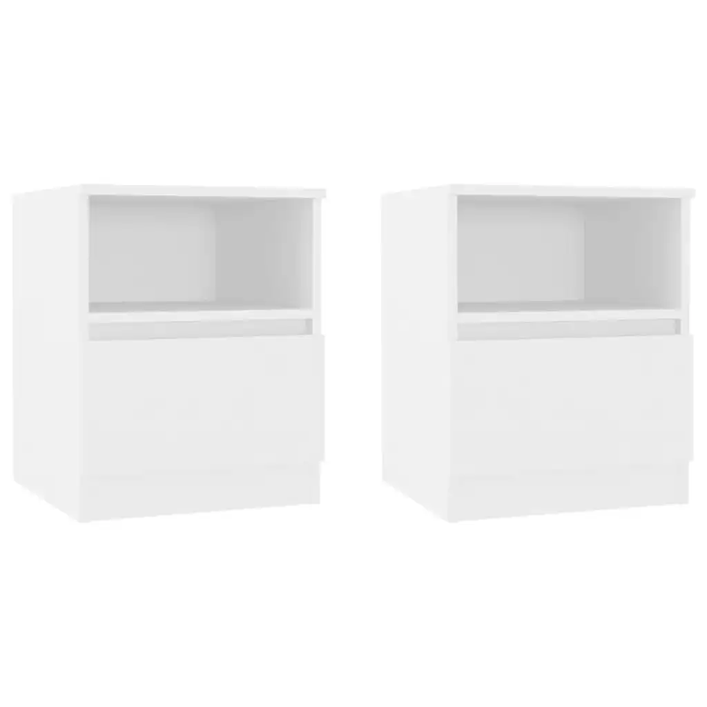 Bed Cabinets 2 pcs White 40x40x50 cm Engineered Wood 806158