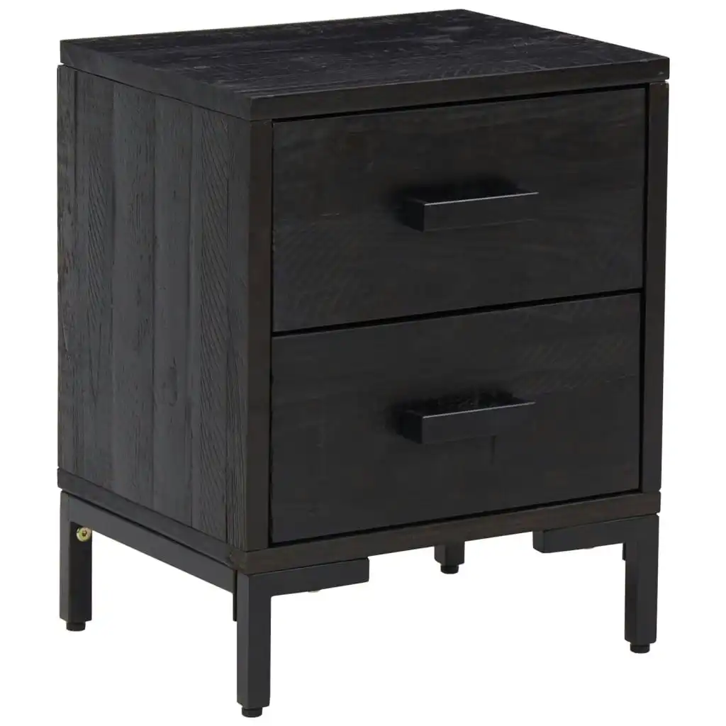 Bedside Cabinet Black 36x30x45 cm Solid Pinewood 349912